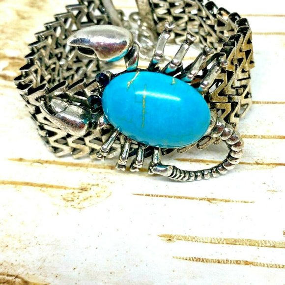 Western Scorpion Turquoise Pendant Chain Bracelet - Picture 2 of 9